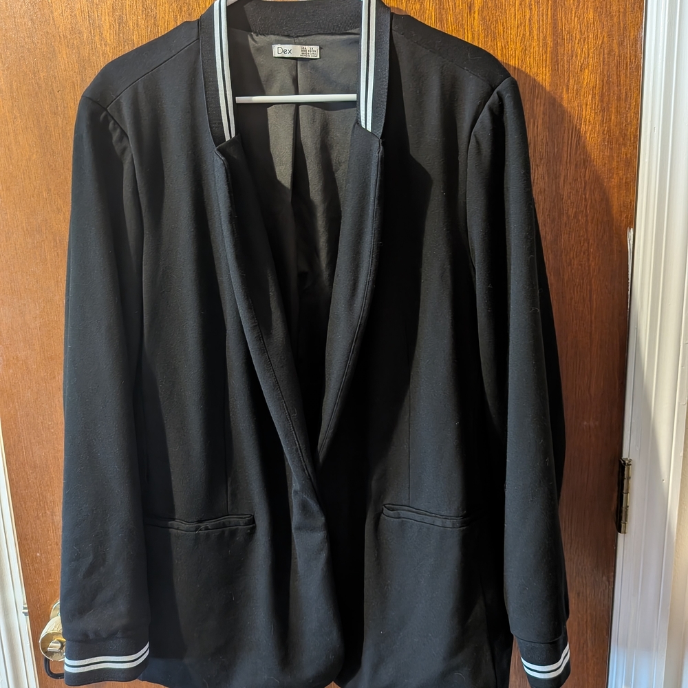 Dex Black Jacket with Sporty Ribbed Collar